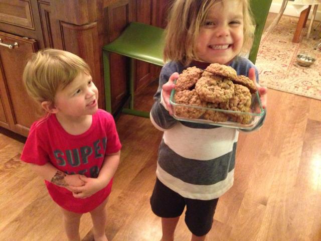 The best complement I could receive was this picture Catherine Garvey Simon sent me after she and her babies baked oatmeal cookies using my recipe!  Thanks Catherine! 